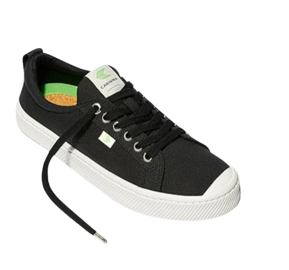 Cariuma Womens OCA Low Top Sneakers Size 6.5 Black Canvas Organic Cotton NIB